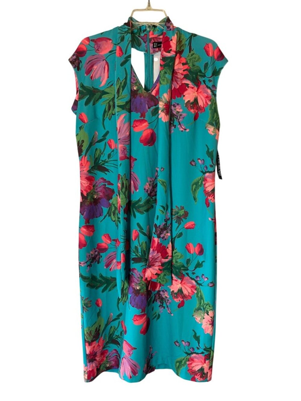 NWT New York & Co. Floral Sleeveless Keyhole Shift Dress Turquoise Large